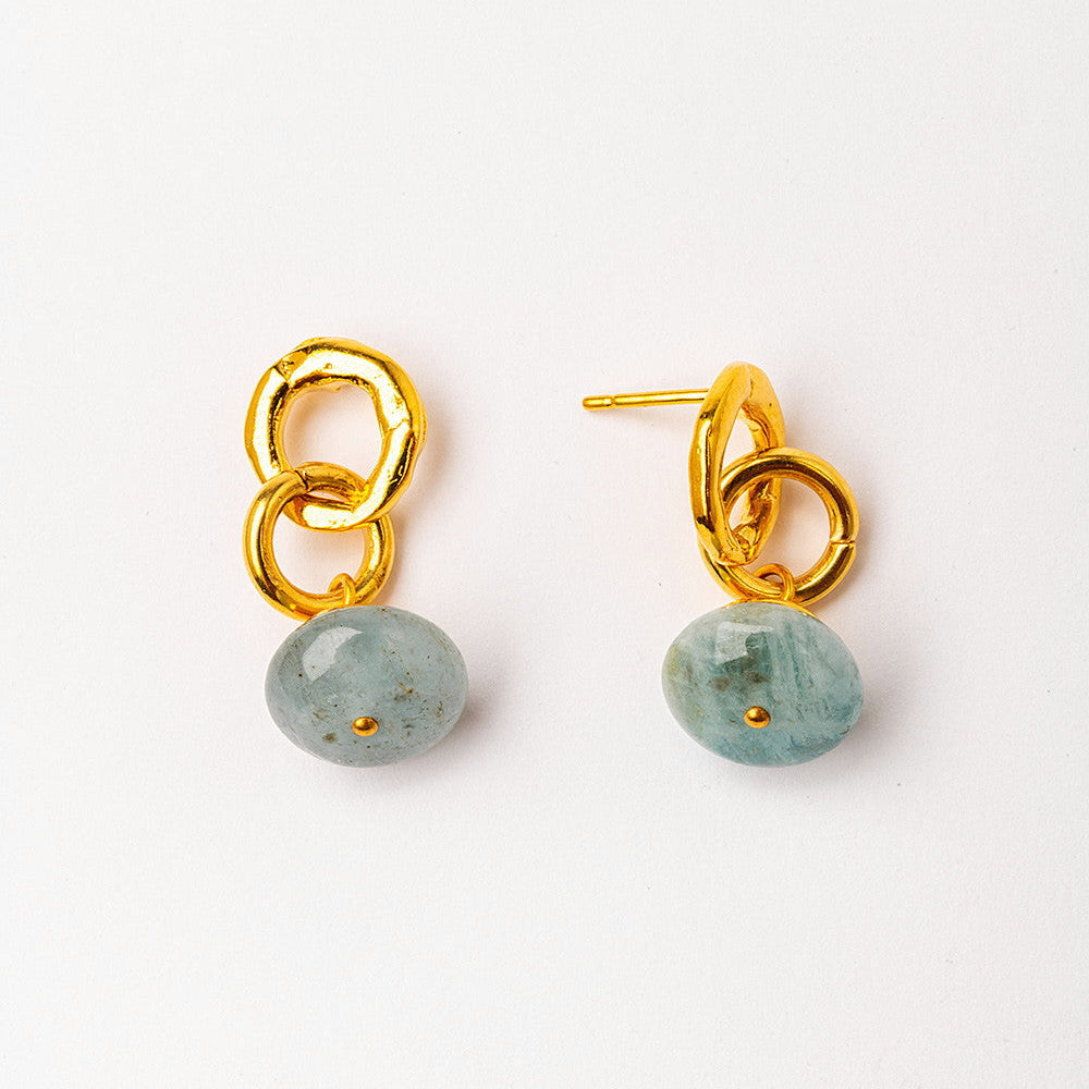 Velatti Double Circle Gem Drop Earrings