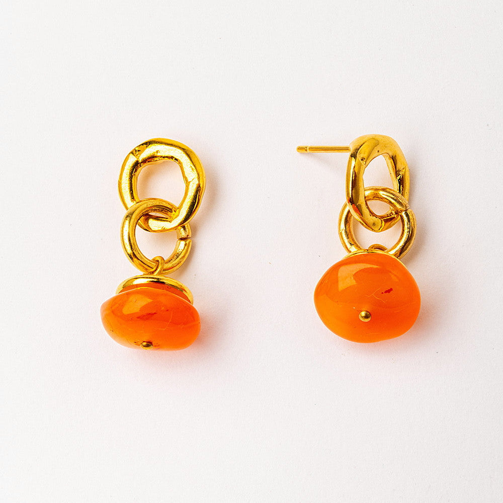 Velatti Double Circle Gem Drop Earrings