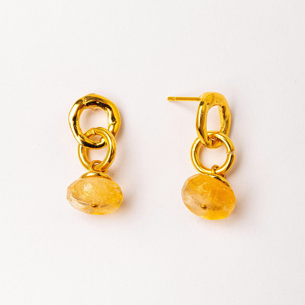 Velatti Double Circle Gem Drop Earrings