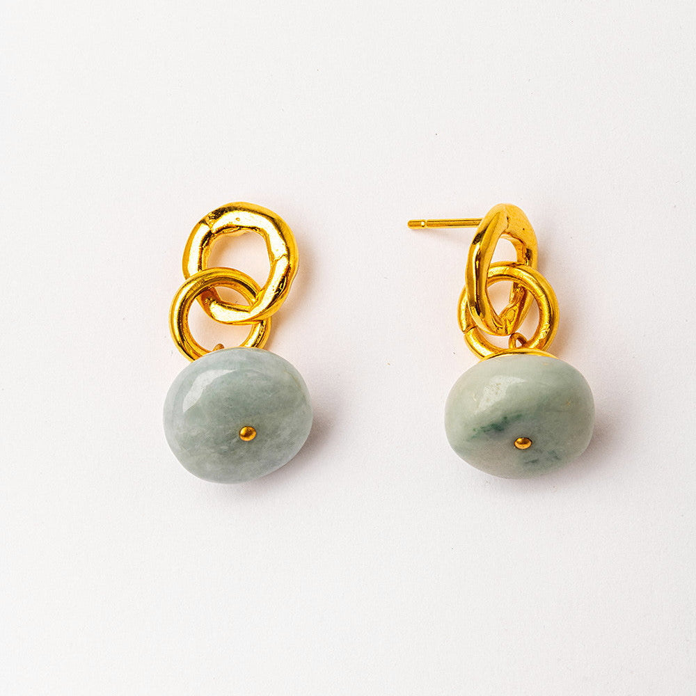 Velatti Double Circle Gem Drop Earrings