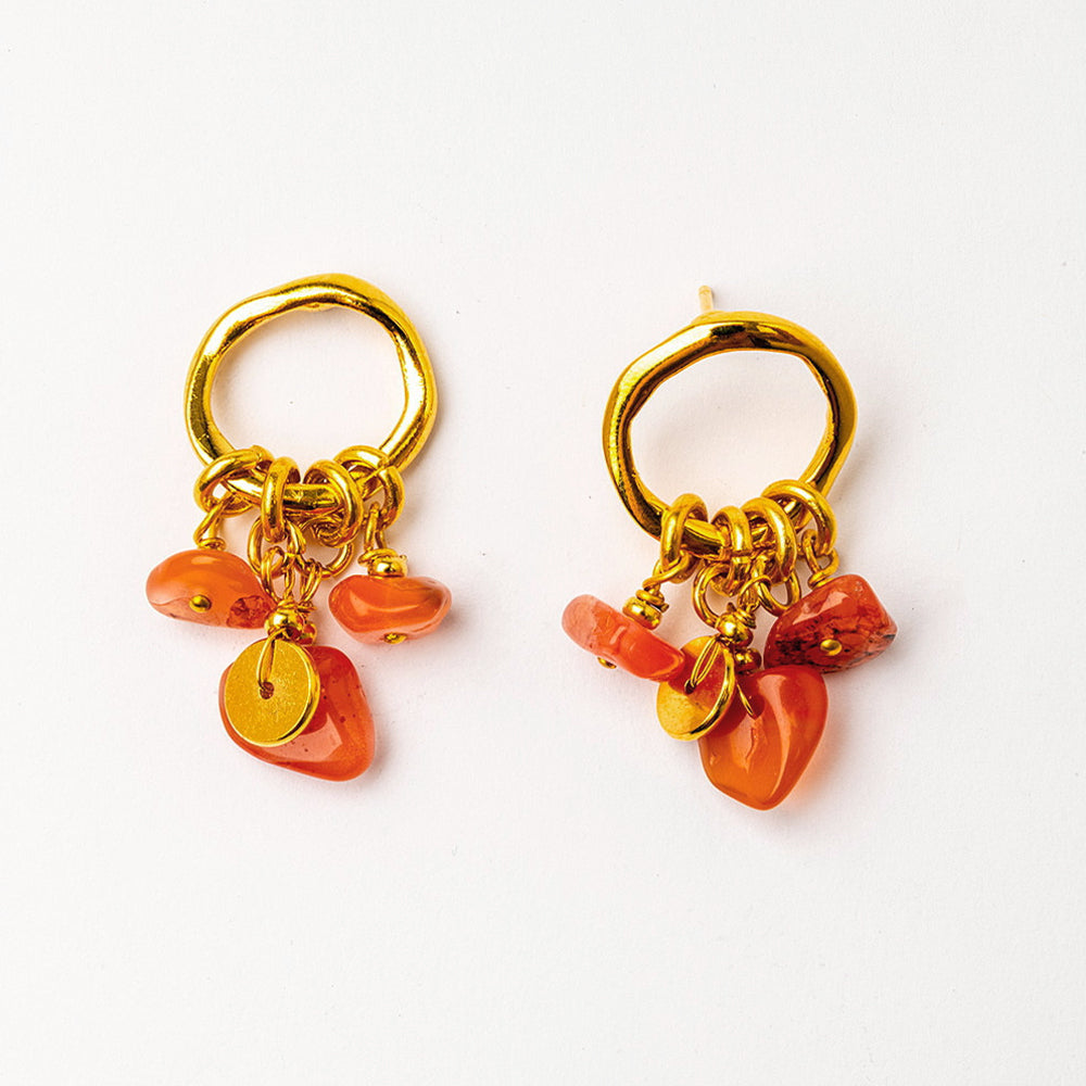 Velatti Circle Gemdrop Earrings with Red Jasper