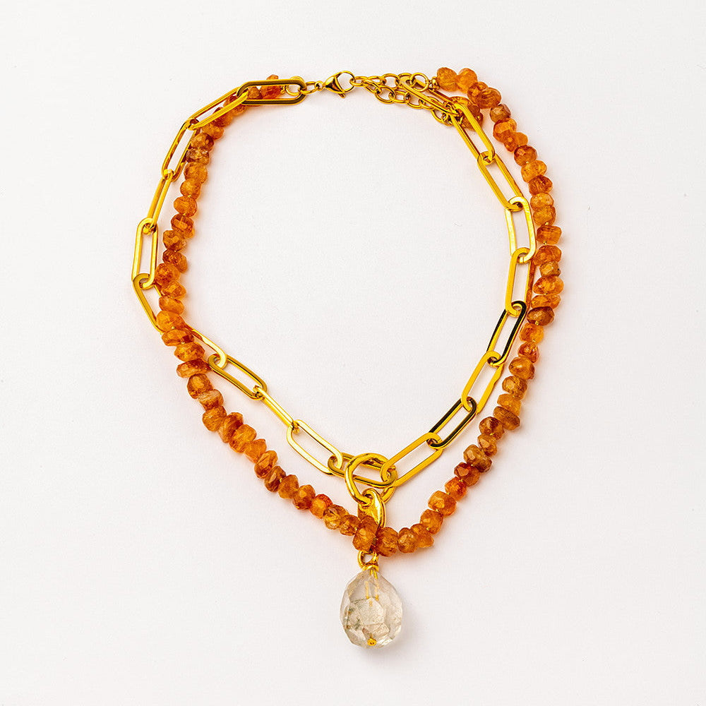 Velatti Double Necklace with Citrine