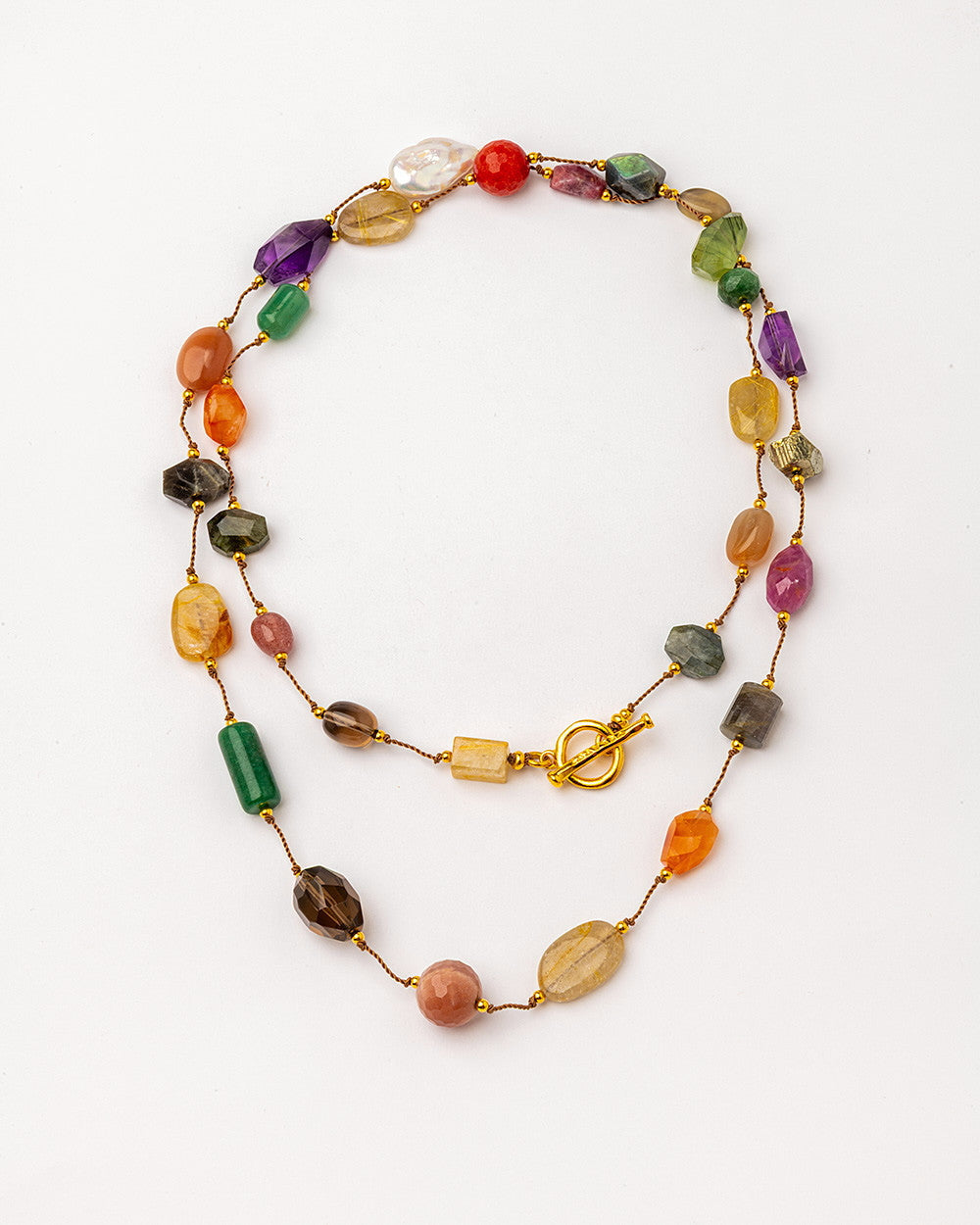 Velatti Floating Necklace with Multi Gemstones