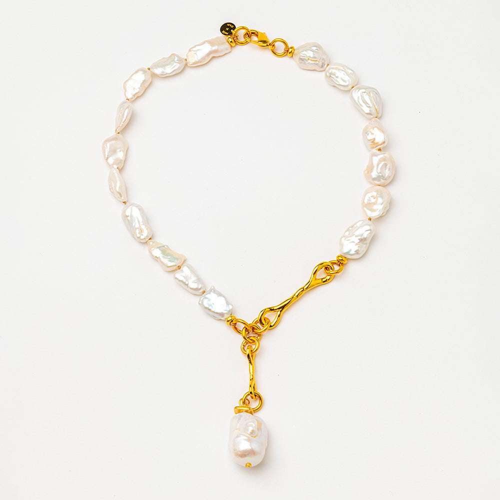 Velatti Baroque Pearl Drop Necklace