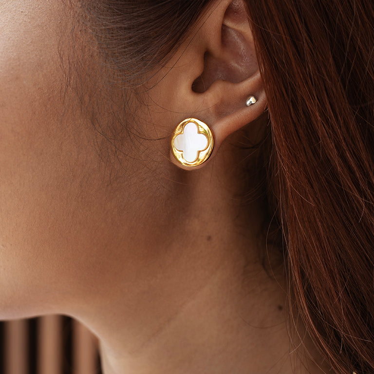 Velatti Mother of Pearl Clover Studs