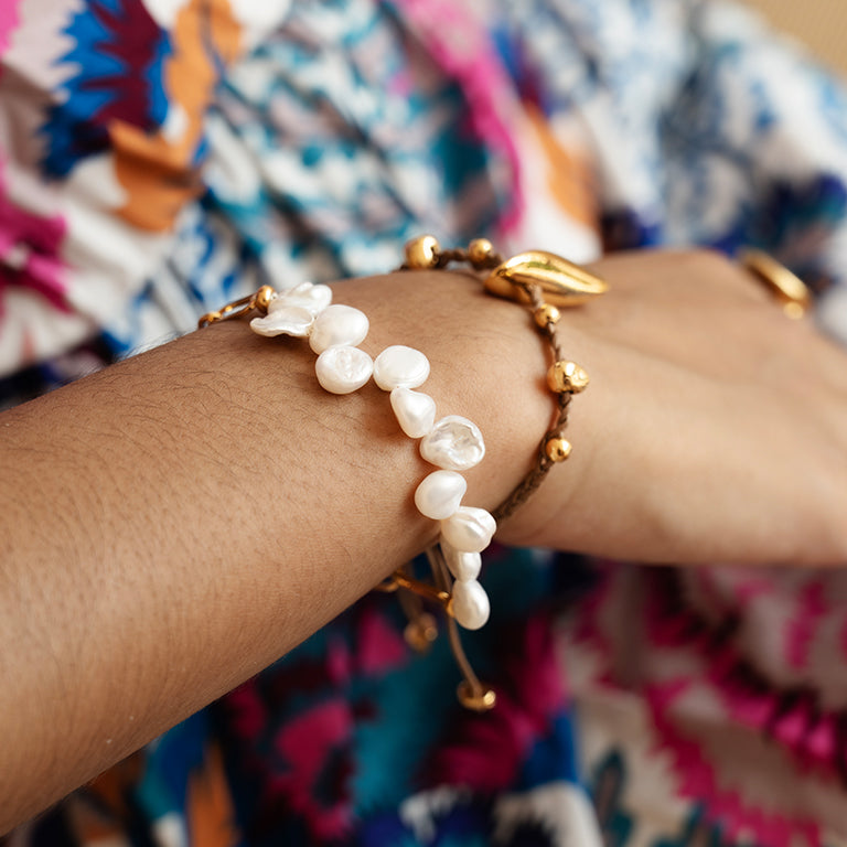 Velatti Hand Braided Cotton Bracelet with Gold Accents