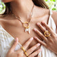 Velatti Hand Braided Gold Ring Cluster with Pearls Necklace