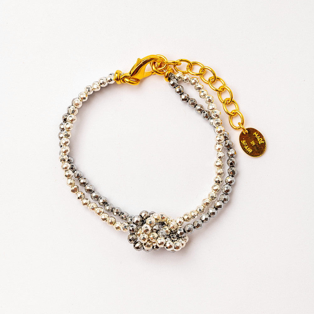 Velatti Knotted Double Strand Bracelet with Hematite