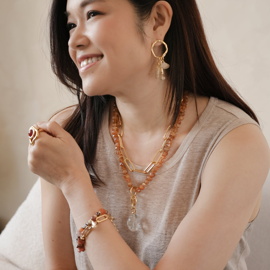 Velatti Double Necklace with Citrine