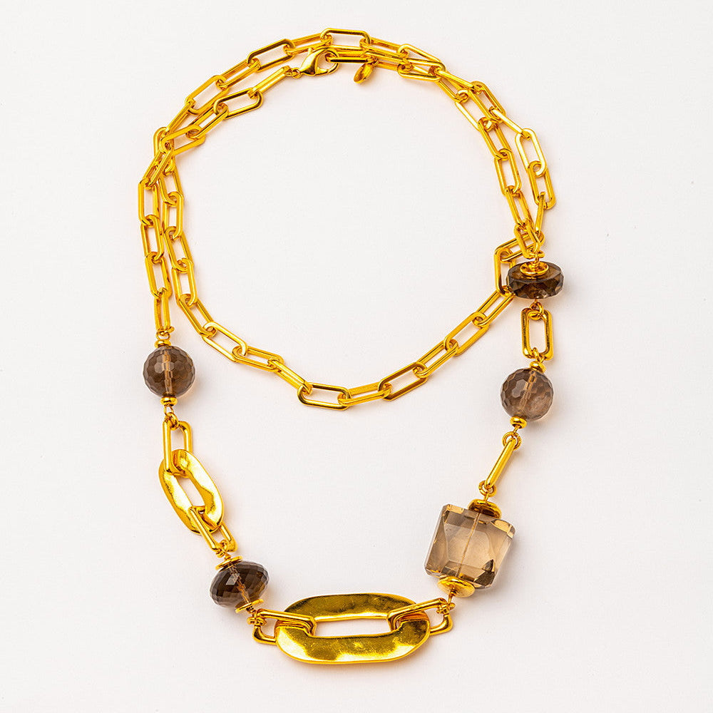 Velatti Luxe Smoky Quartz Long Necklace