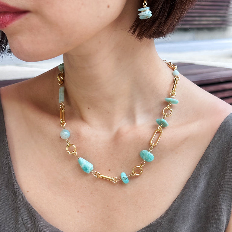 Velatti Linea Link Necklace with Gems