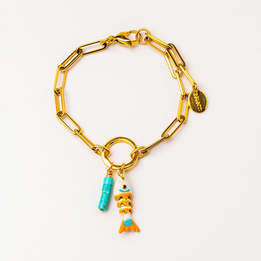 Velatti Gem & Fish Charm Bracelet