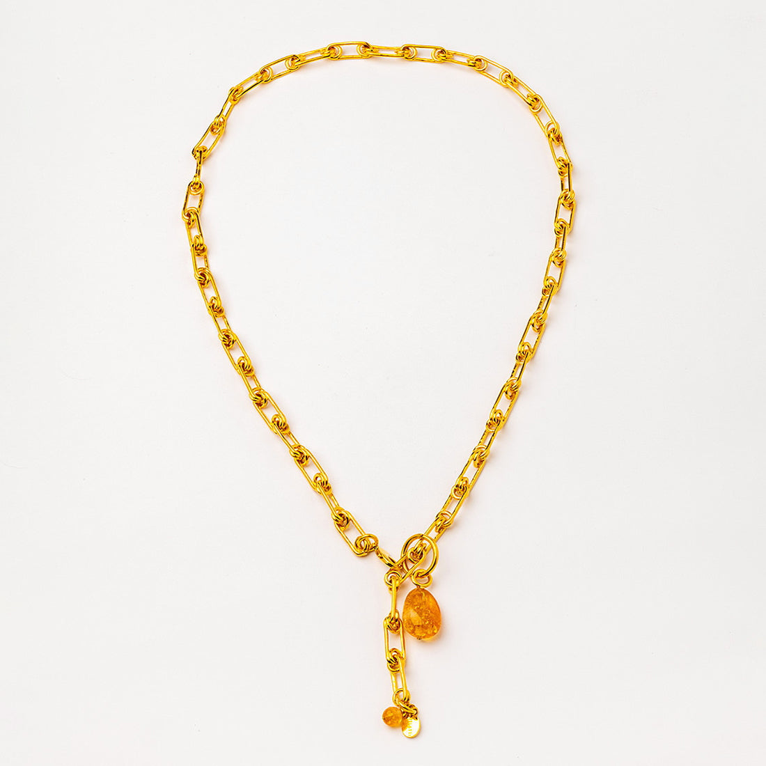 Velatti Long Links Necklace with Citrine