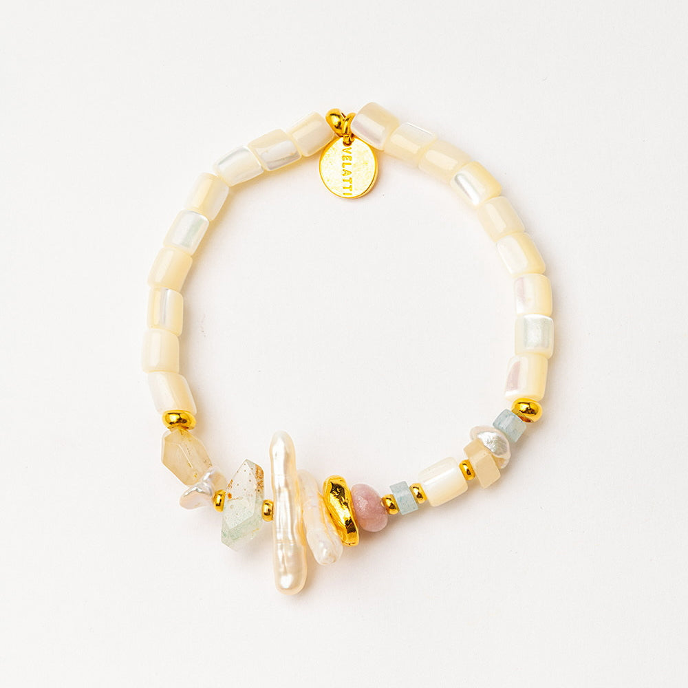 Velatti Stack Mother of Pearl & Gems Bracelet