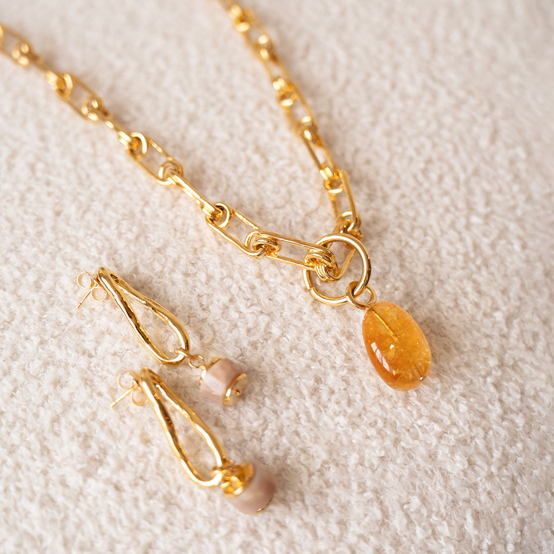 Velatti Long Links Necklace with Citrine