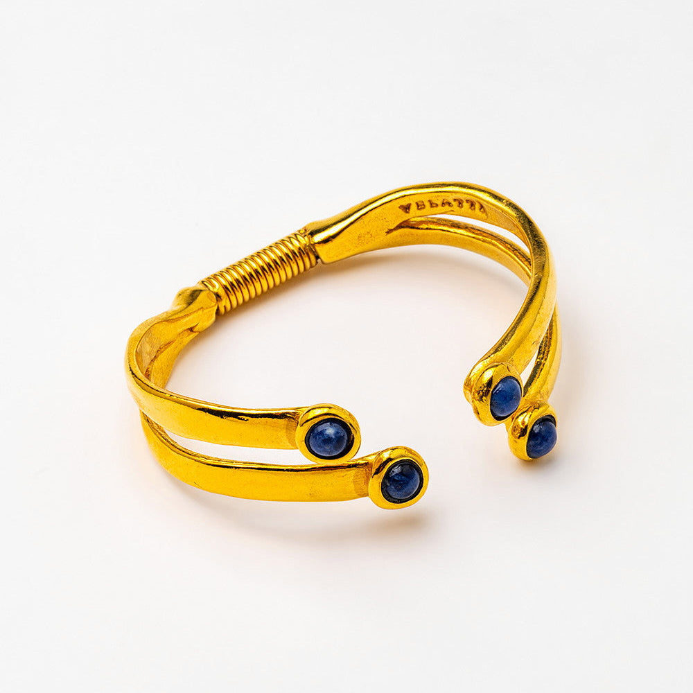gold-plated sodalite double layered cuff