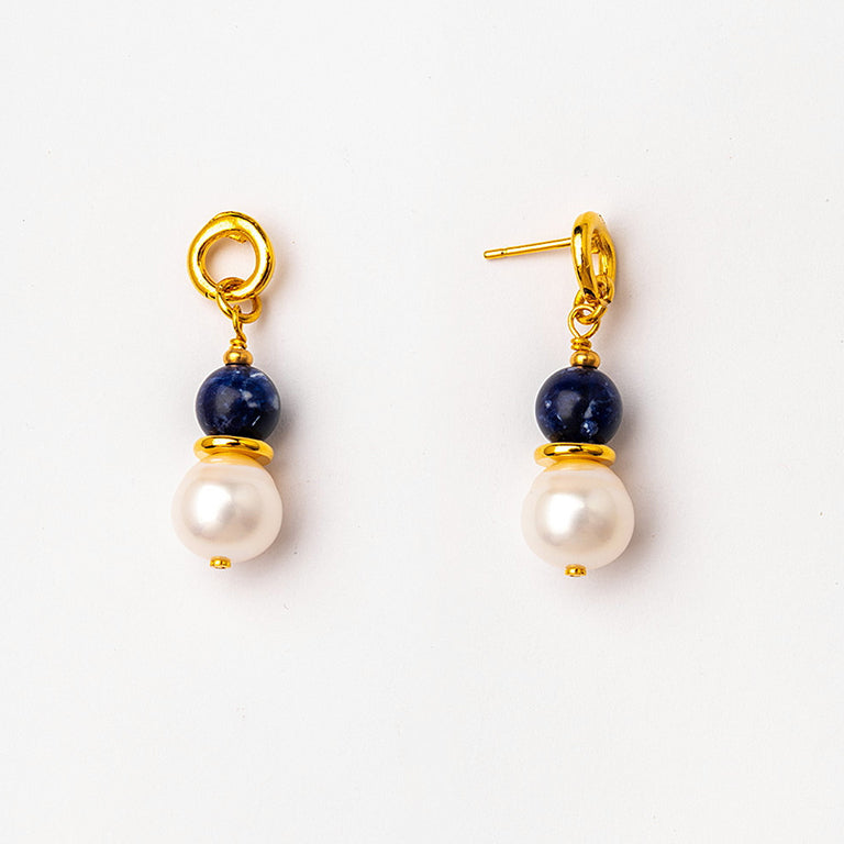 Velatti Gem & Pearl Drop Earrings