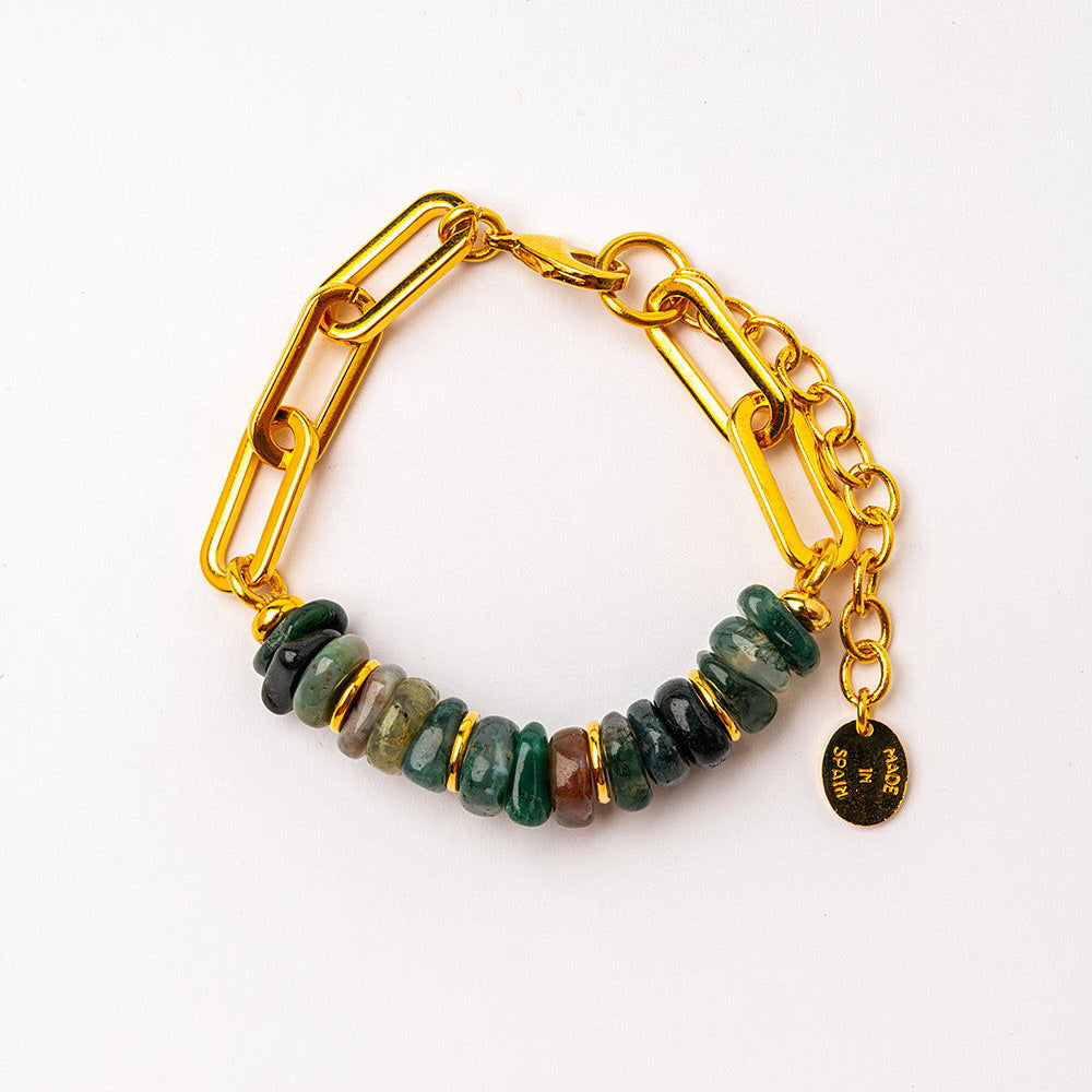 Velatti Stacked Stones Link Chain Bracelet