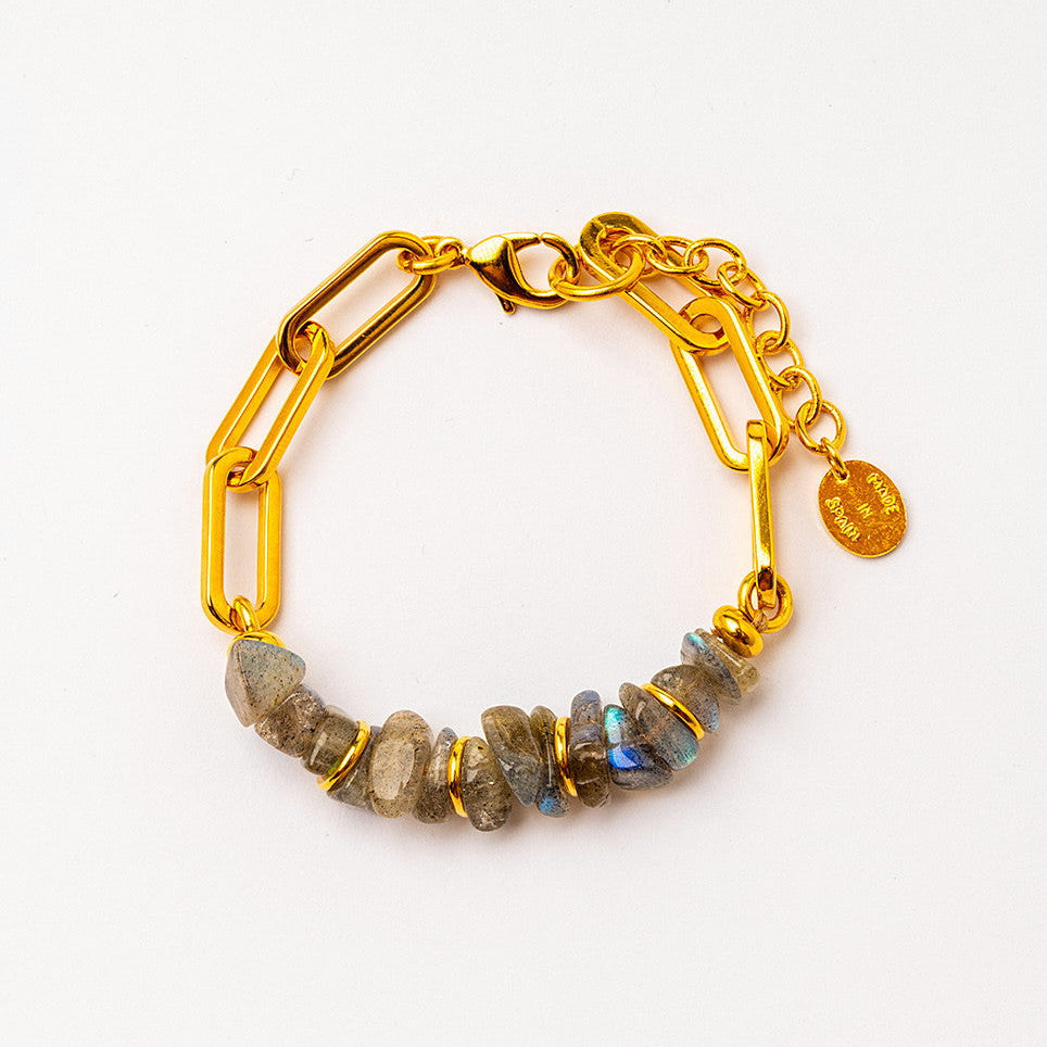 Velatti Stacked Stones Link Chain Bracelet
