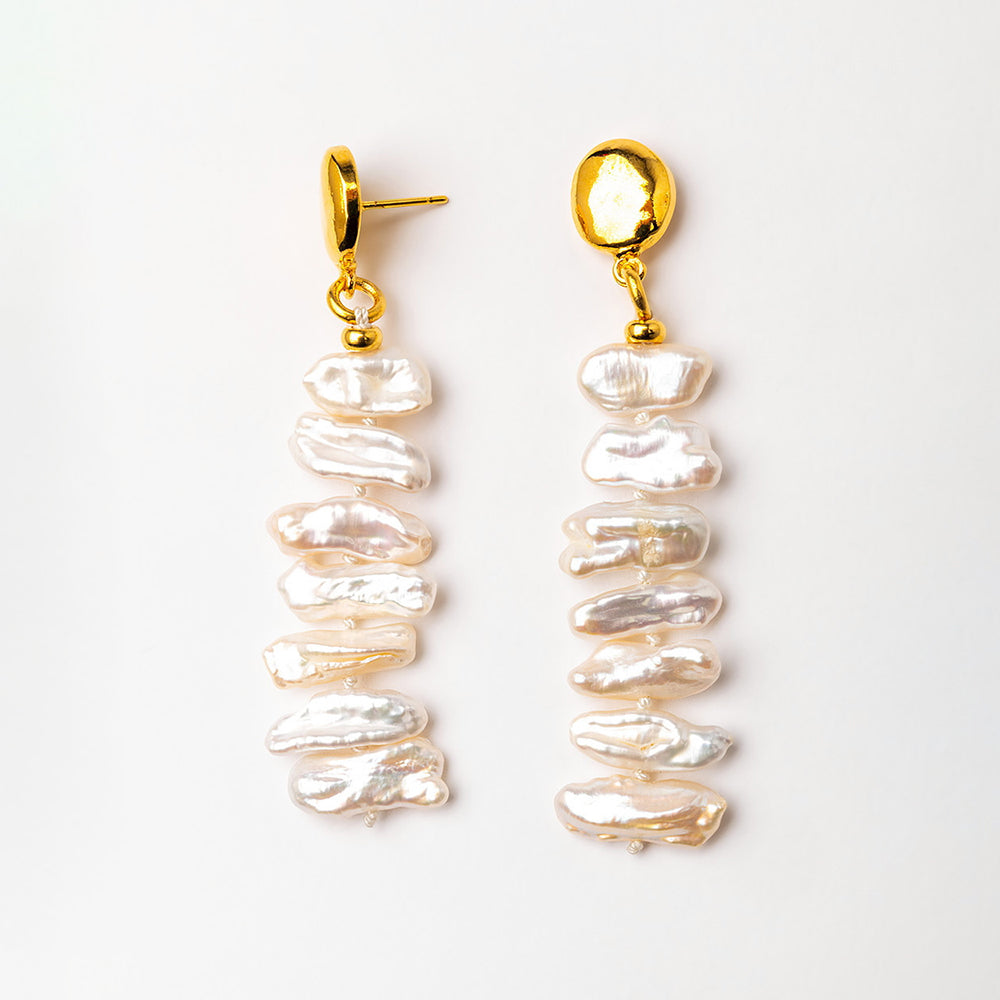 Velatti Stacked Pearls Earrings