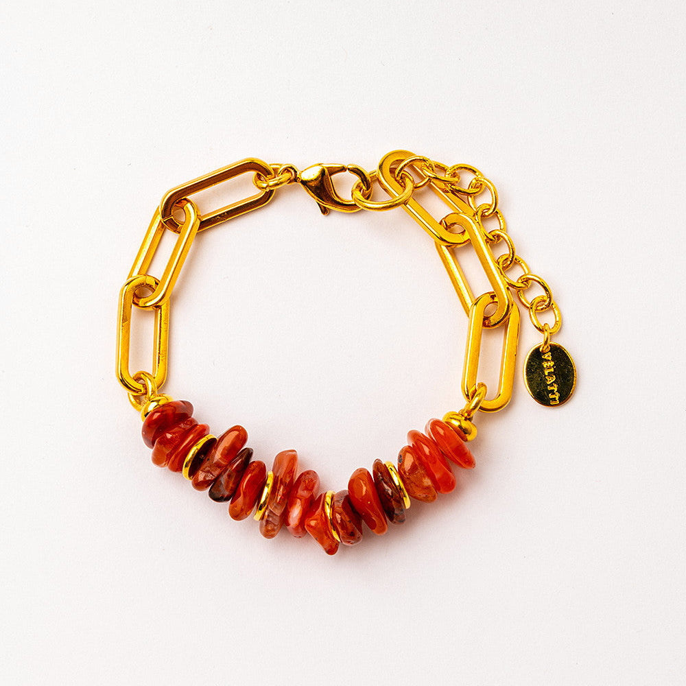 Velatti Stacked Stones Link Chain Bracelet