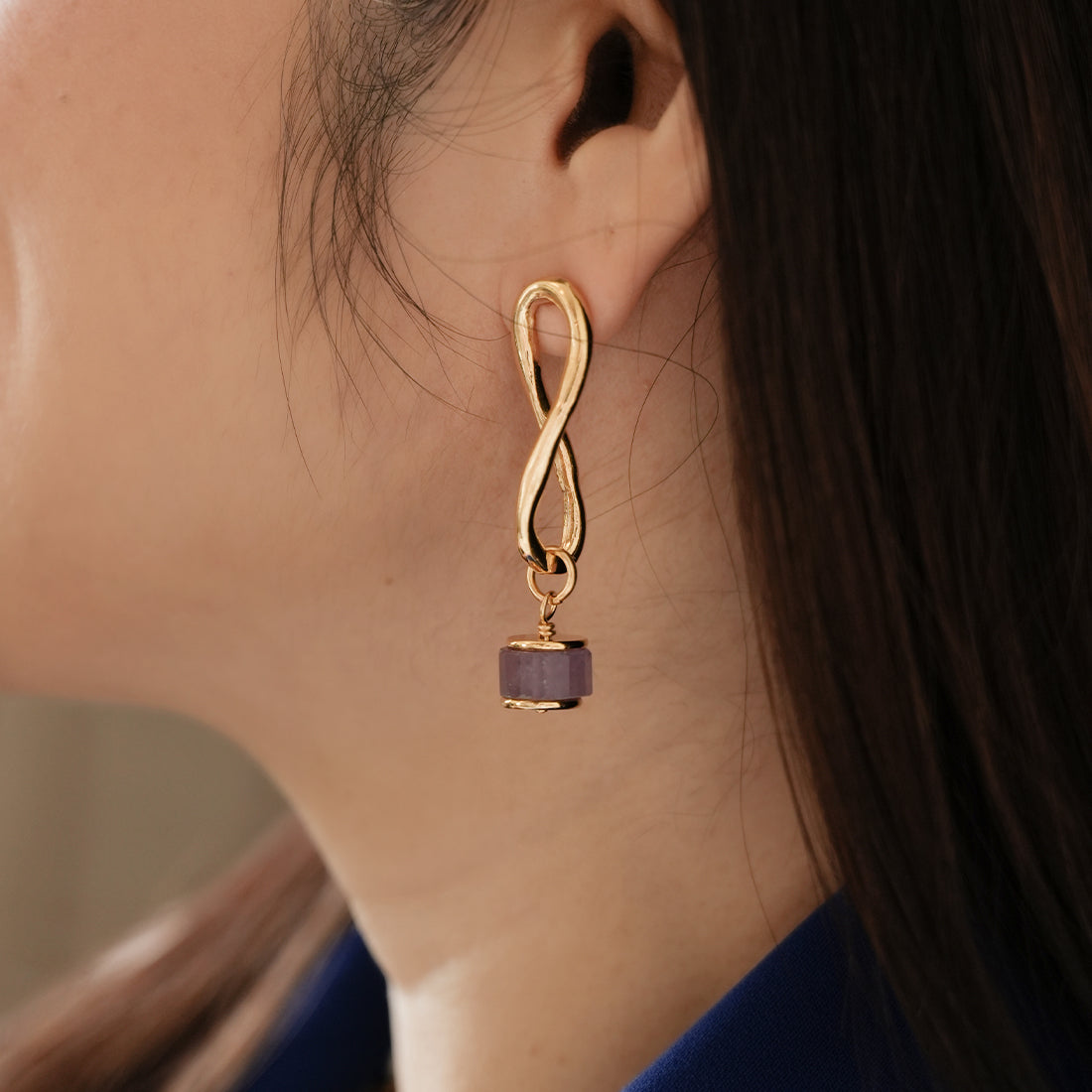 Velatti Twisted Oval & Gemstone Earrings