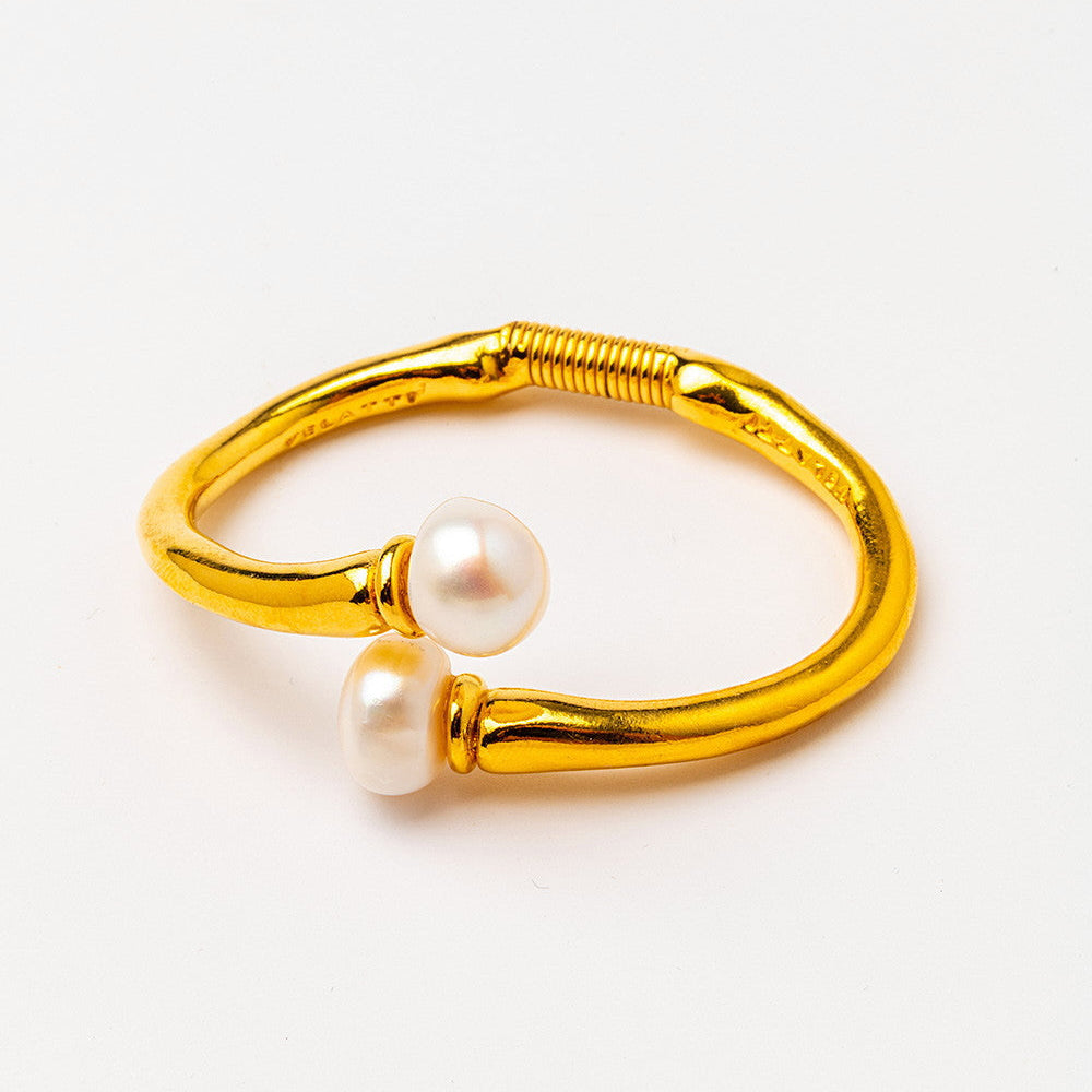 Velatti Twisted Double Freshwater Pearl Cuff