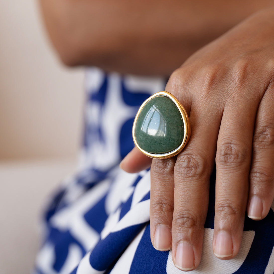 Velatti XL Triangle Ring with Aventurine