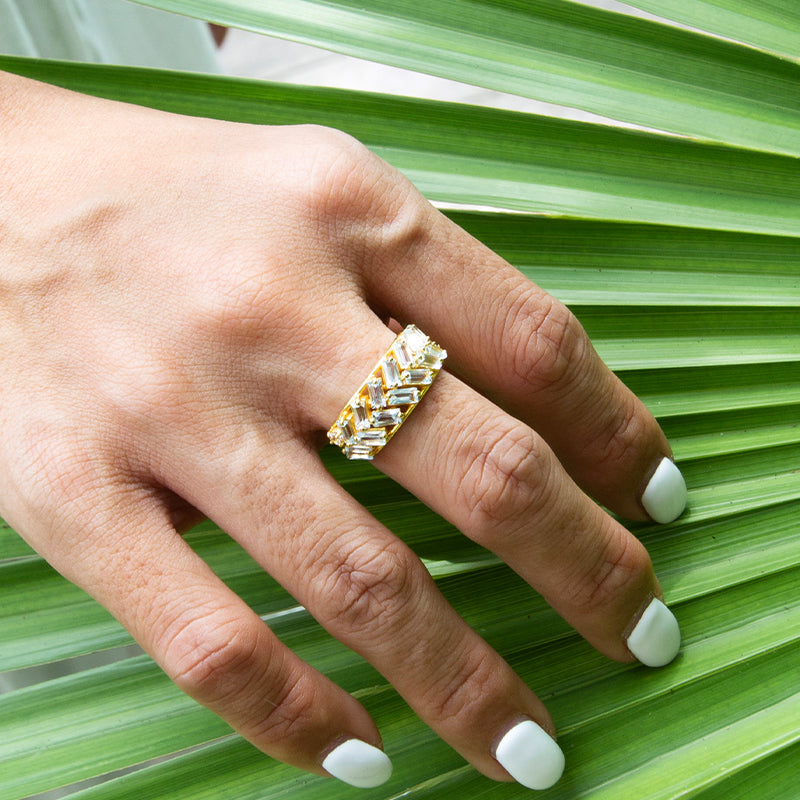 Aquamarine Herringbone Ring