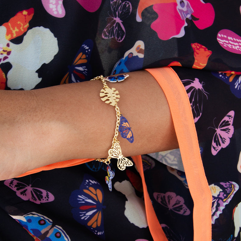 Blooms and Butterflies Charm Bracelet