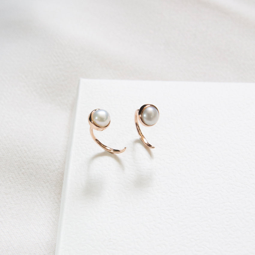 Curled Back Baby Pearl Earrings