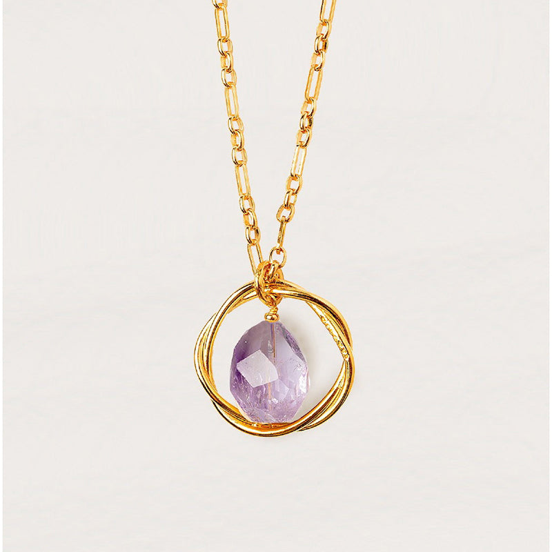 Velatti Interlaced Hoop Pendant with Gem