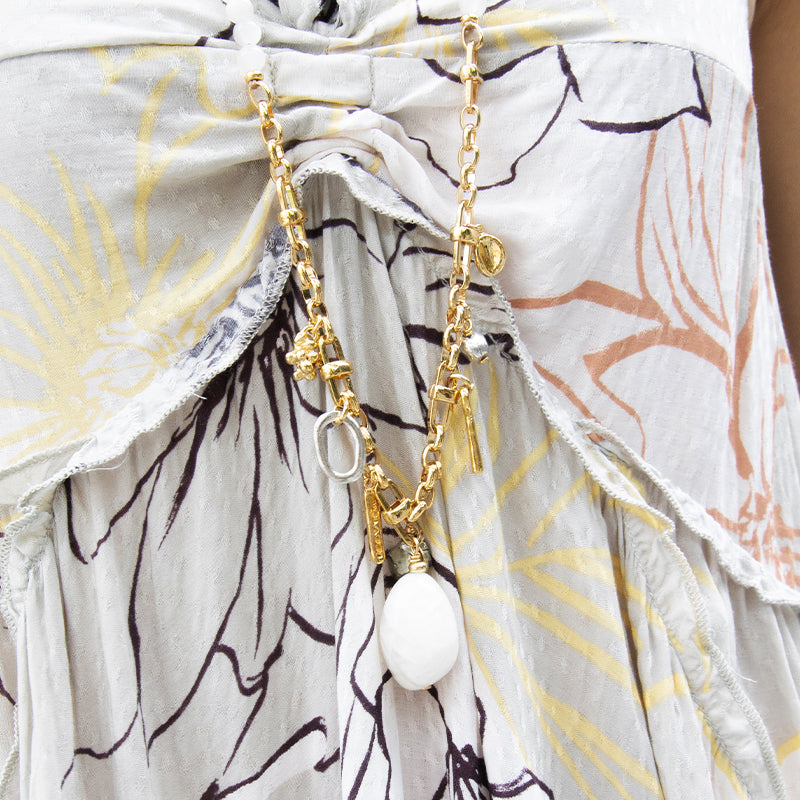 Velatti Long Charm Necklace with Moonstone