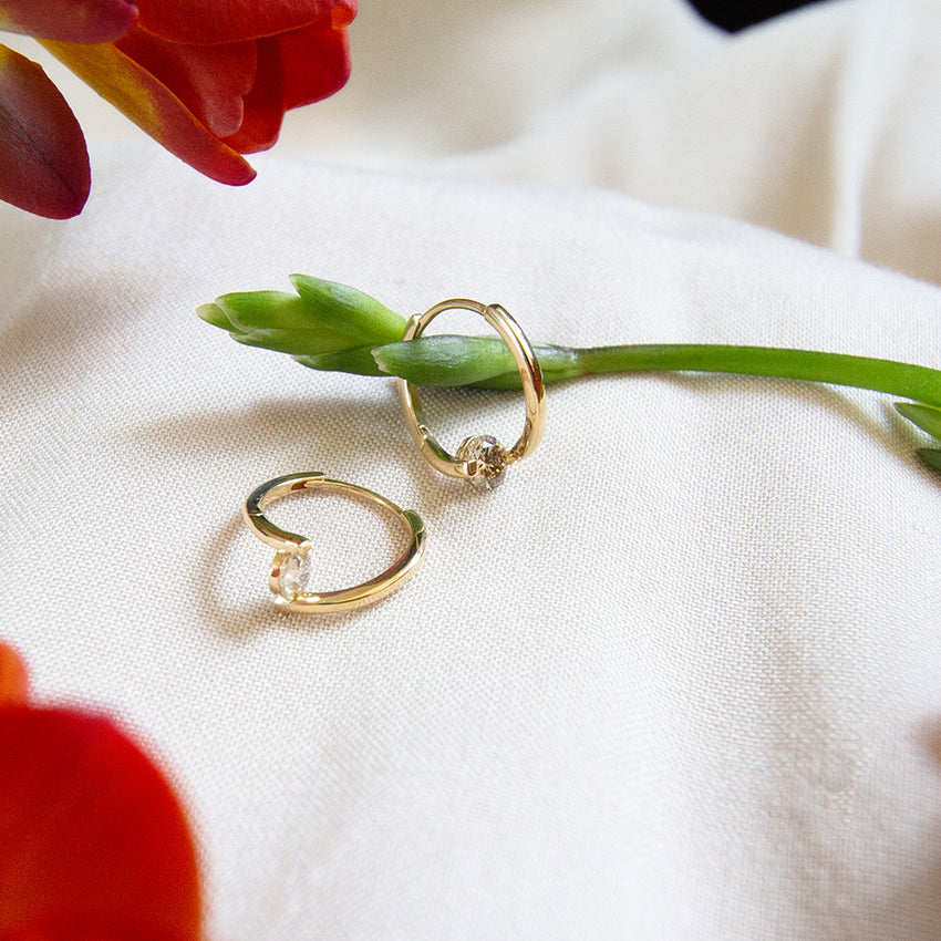 Luna Diamond 18k Gold Hoops