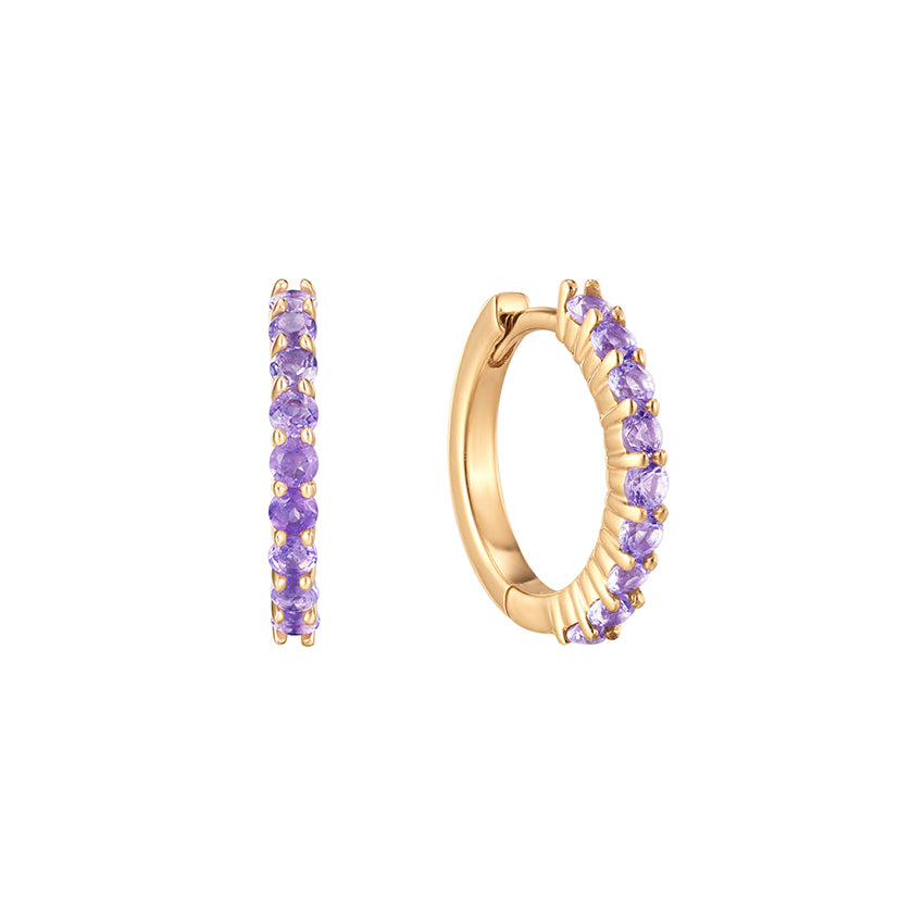 Birthstone Eternity Hoops - Amethyst