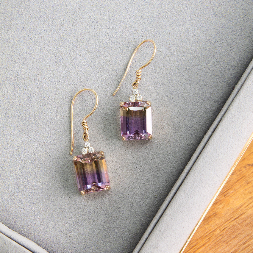 Ametrine & Diamond Earrings