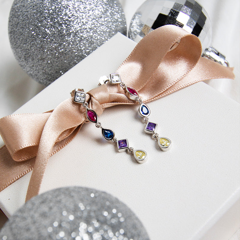 Ariel Drop Earrings with Multi Coloured Cubic Zirconia