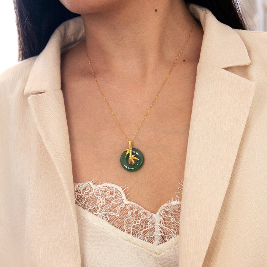 Bamboo Jade Donut Necklace