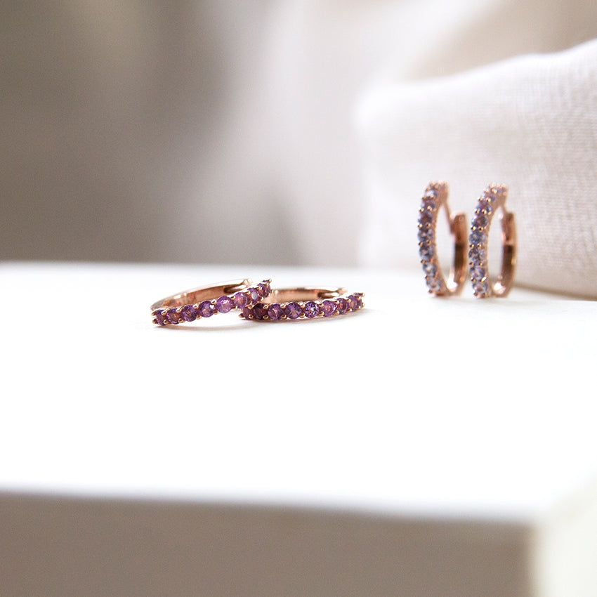 Birthstone Eternity Hoops - Amethyst