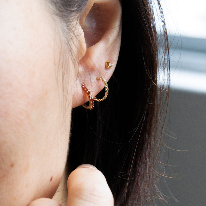 Birthstone Eternity Hoops - Garnet