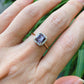 Asscher Cut Grey Spinel with Diamond Halo 14k Rose Gold Ring