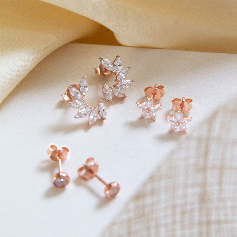 5 Petal Sparkly Flower Studs