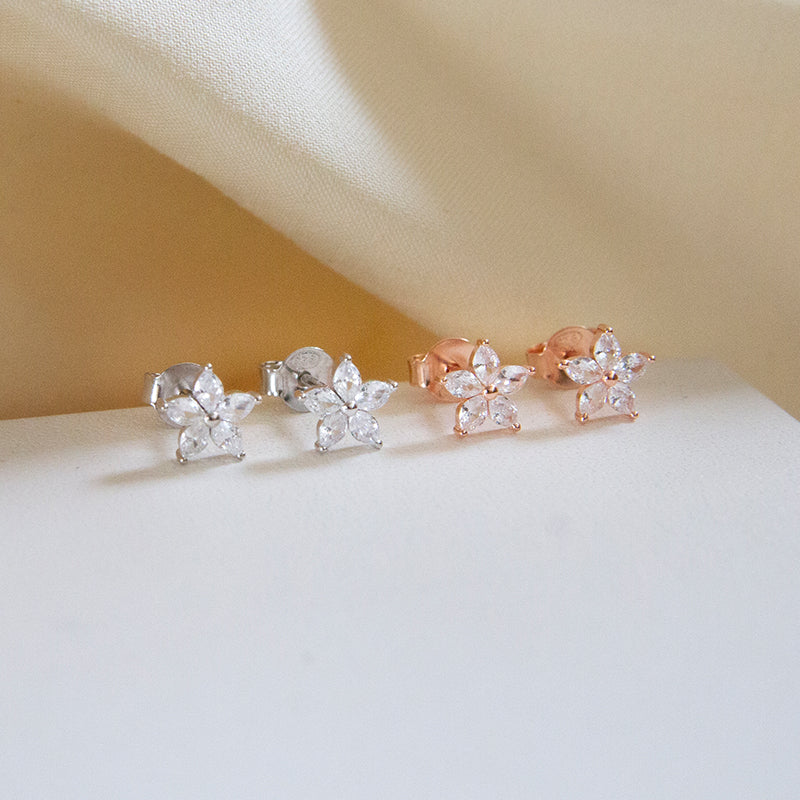5 Petal Sparkly Flower Studs