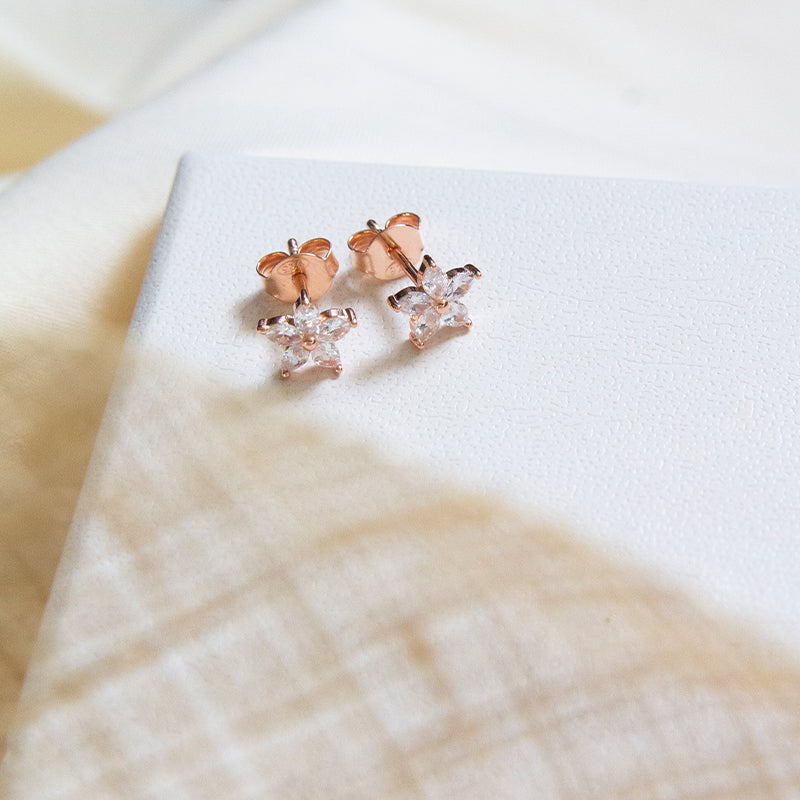 5 Petal Sparkly Flower Studs