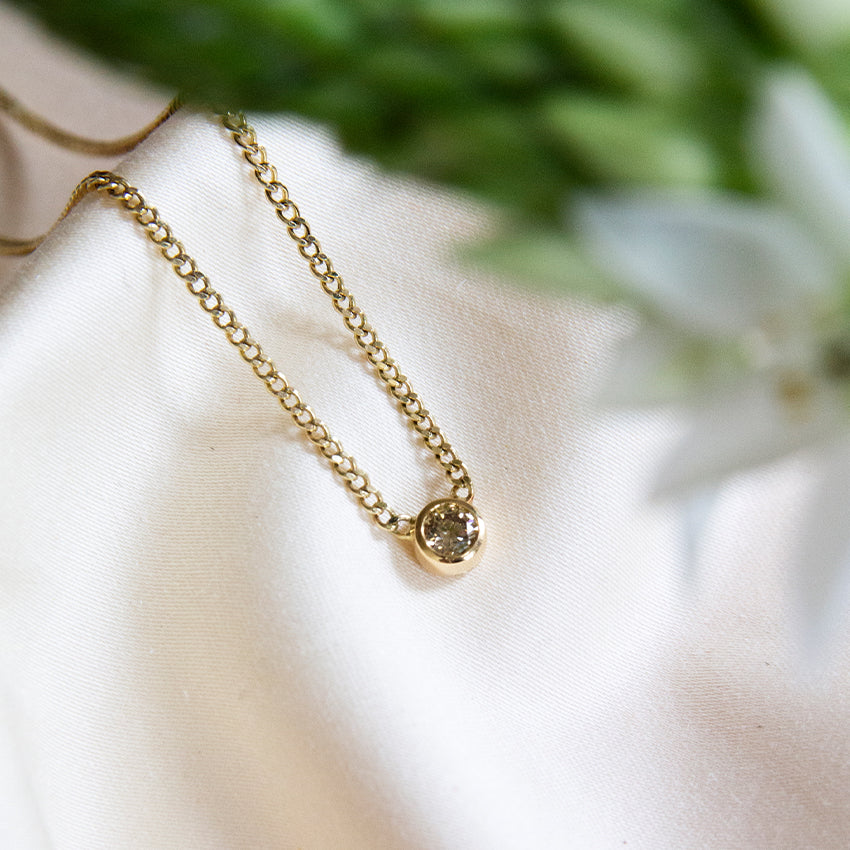 Solitaire on Curb Chain Necklace