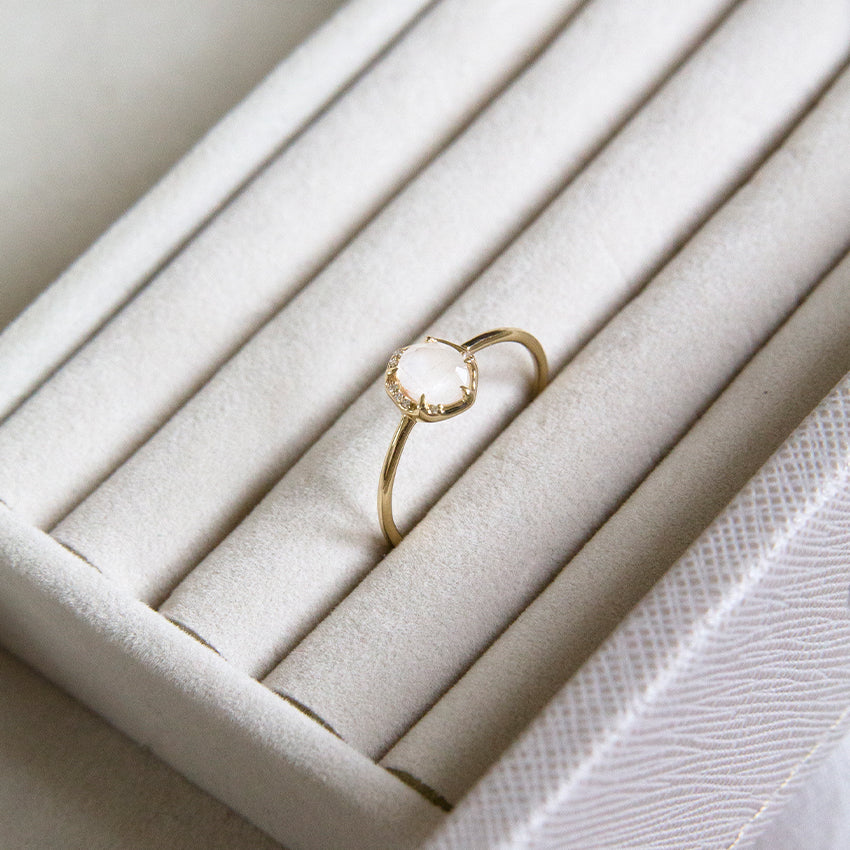 Moonstone & Diamond Ring