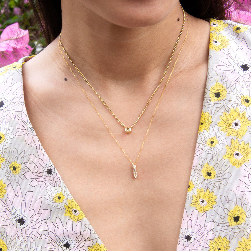 Solitaire on Curb Chain Necklace