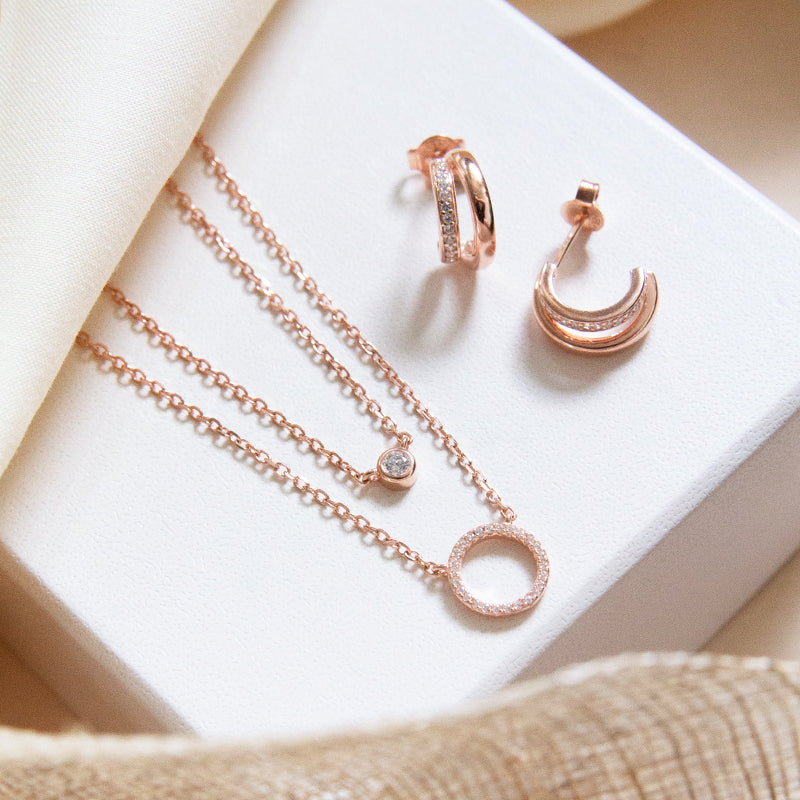 Double Layer Circle & Zircon Necklace