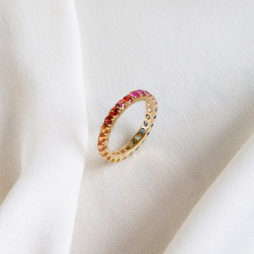 Faye Rainbow Sapphire 14k Gold Ring