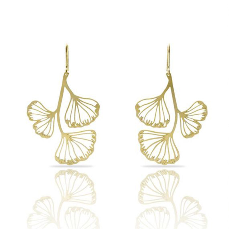 Gold ginkgo leaf on sale earrings